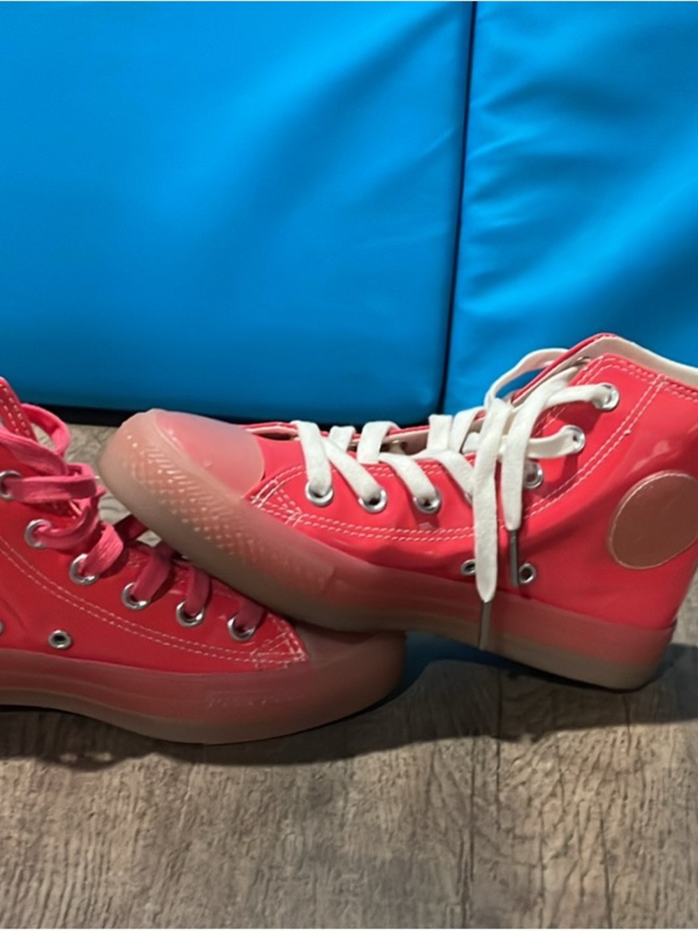 Converse Kids High-Top Sneakers in Coral Pink with White Laces